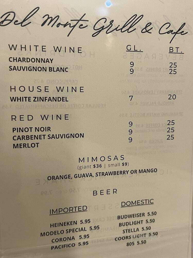 Del Monte Cafe - Seaside, CA menu_pic