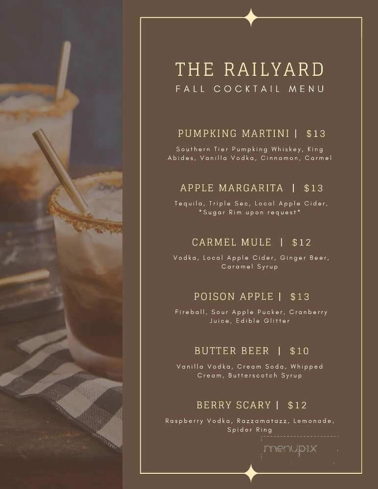 Railyard Grill & Tap Room - Bridgeville, PA menu_pic