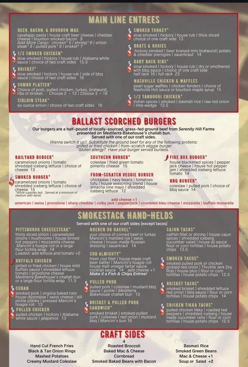 Railyard Grill & Tap Room - Bridgeville, PA menu_pic
