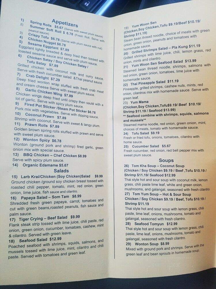 Somsiri Thai - Shelton, WA menu_pic