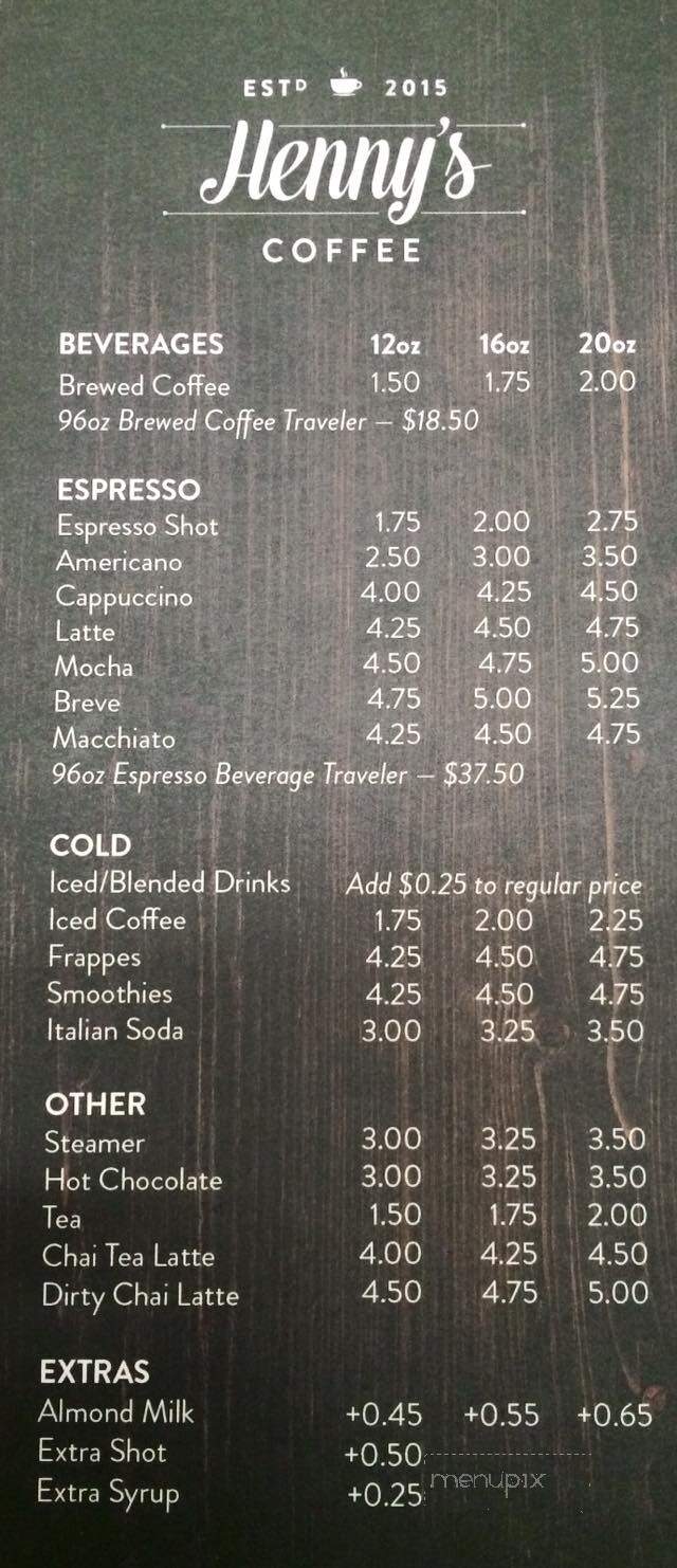 Henny's Coffee - Crosby, ND menu_pic