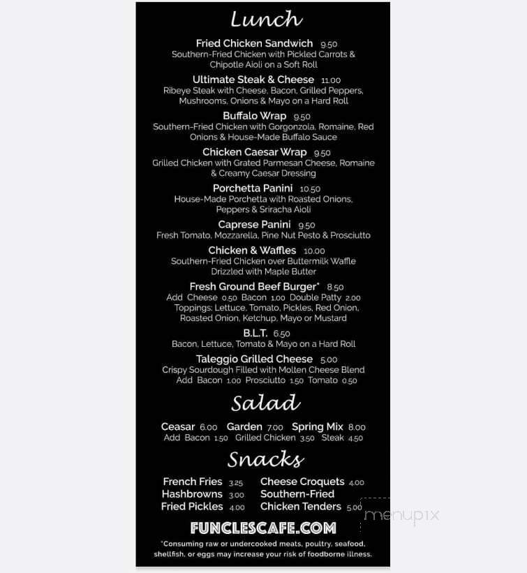 Funcle's Cafe - Hamden, CT menu_pic