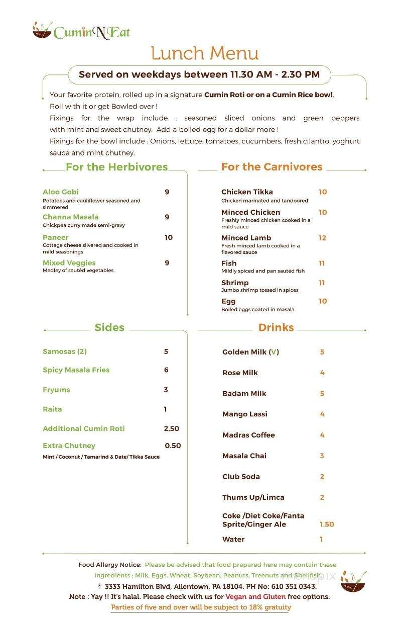 Cumin N Eat - Allentown, PA menu_pic
