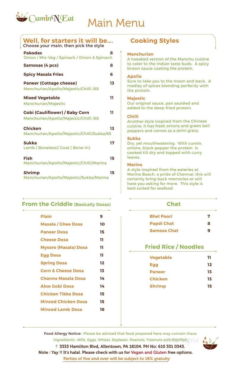 Cumin N Eat - Allentown, PA menu_pic