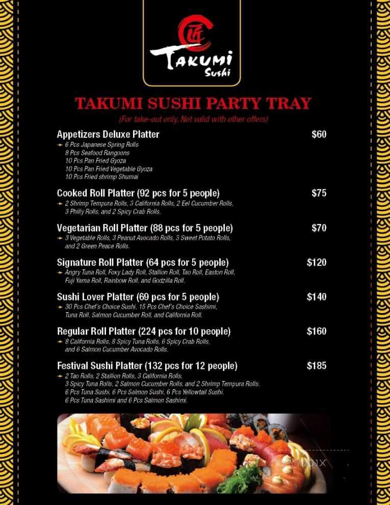 Takumi - Easton, PA menu_pic