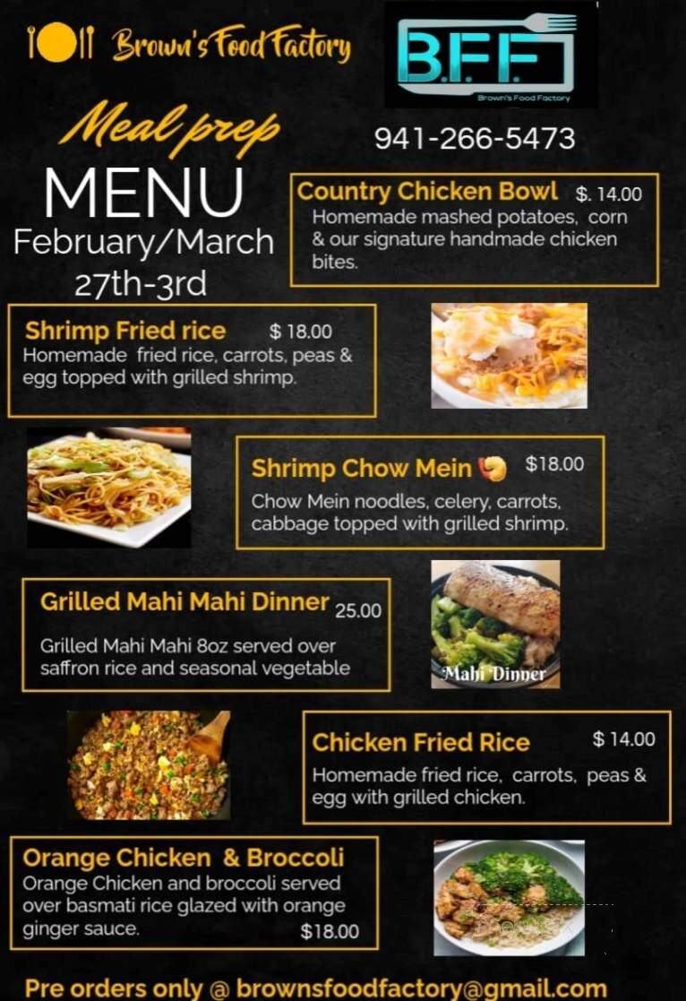 Browns Food Factory - Venice, FL menu_pic