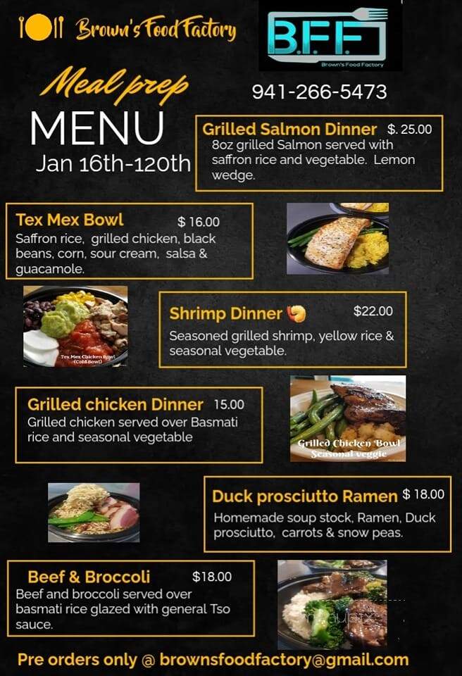 Browns Food Factory - Venice, FL menu_pic