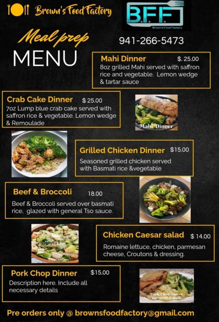 Browns Food Factory - Venice, FL menu_pic