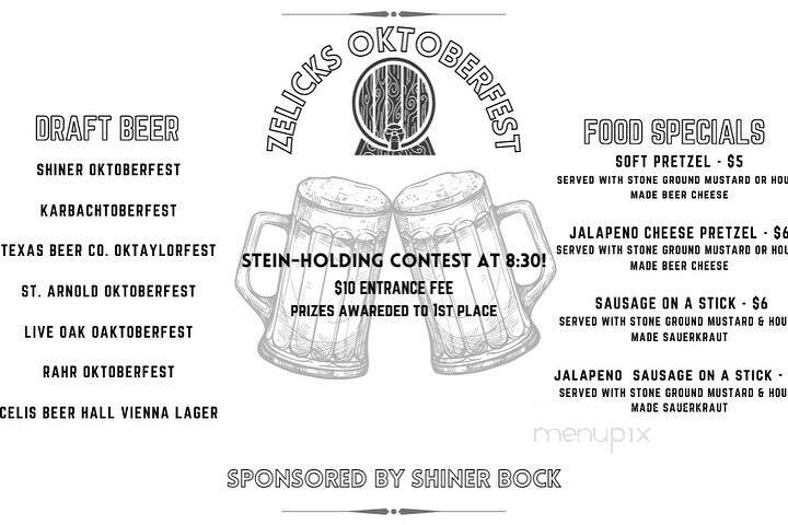 Zelick's Icehouse - San Marcos, TX menu_pic