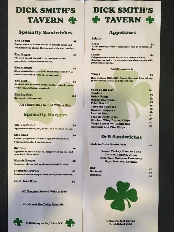 Dick Smith's Tavern - Utica, NY menu_pic
