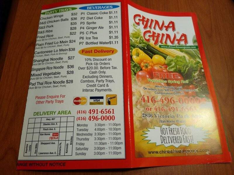 China China Express - Toronto, ON menu_pic