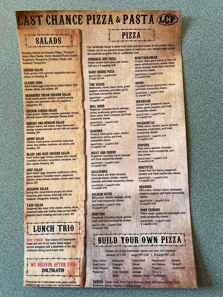 Last Chance Pizza - Salmon, ID menu_pic