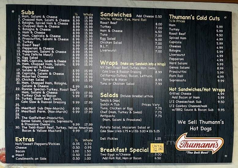 Driftwood Deli & Sub Shop - Toms River, NJ menu_pic
