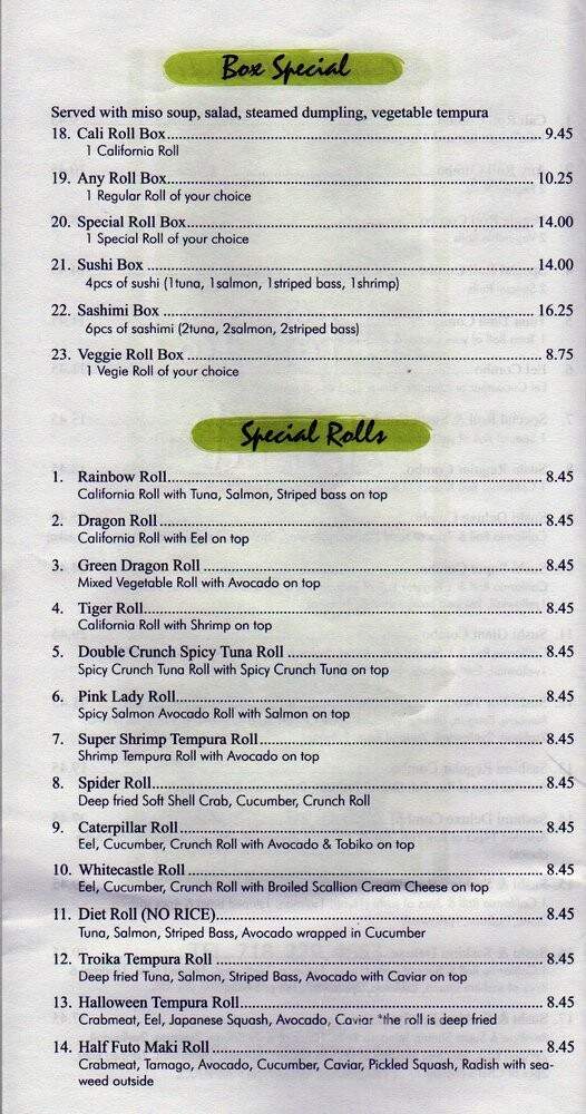 Sushi Bell - Bayside, NY menu_pic