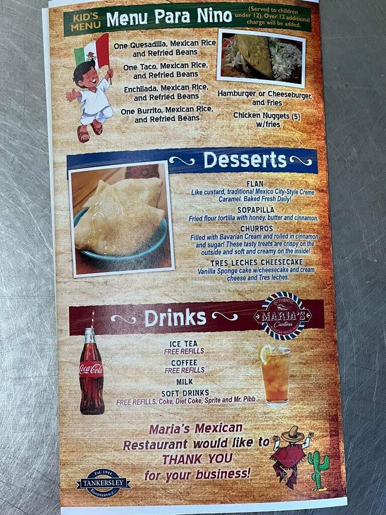 Maria's Mexican Restaurant - Poteau, OK menu_pic