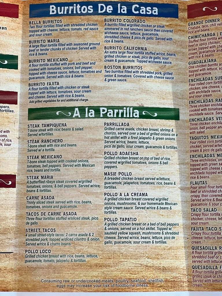 Maria's Mexican Restaurant - Poteau, OK menu_pic