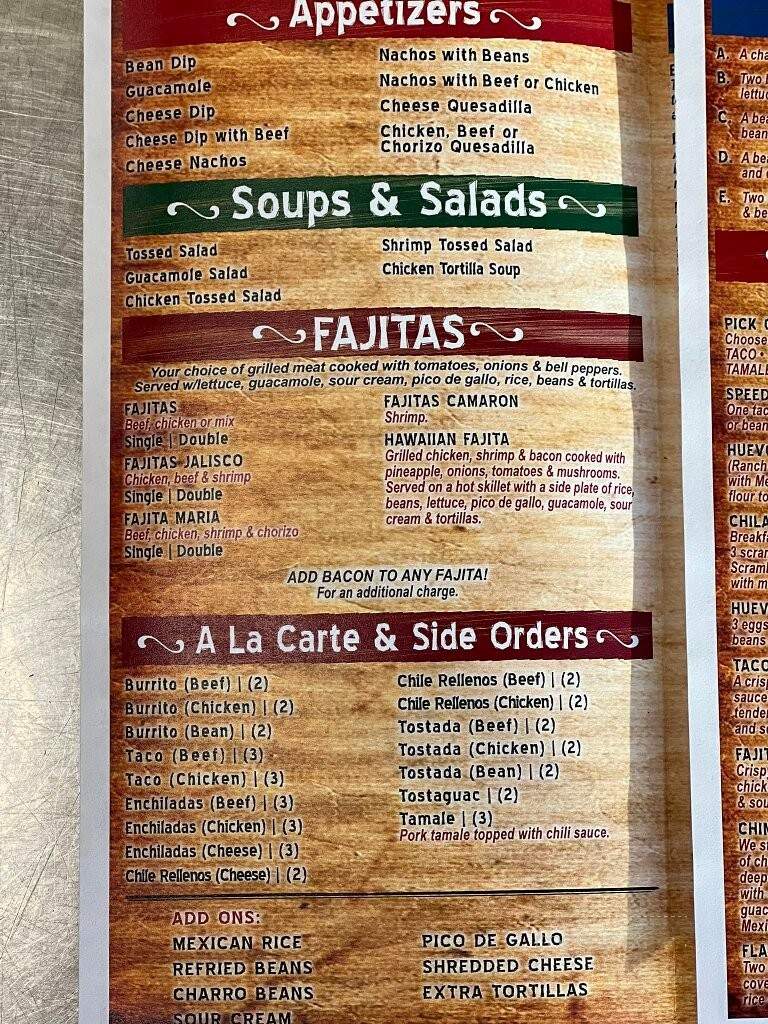 Maria's Mexican Restaurant - Poteau, OK menu_pic
