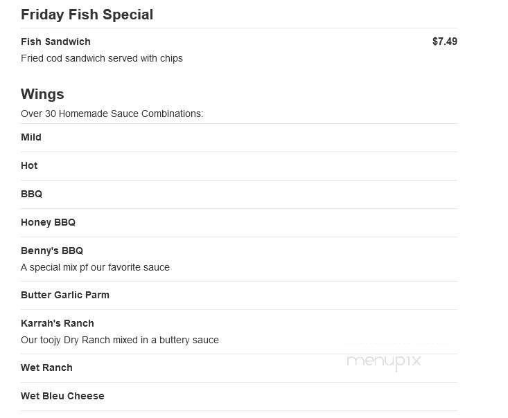 Aces Bar & Grille - Conneaut Lake, PA menu_pic