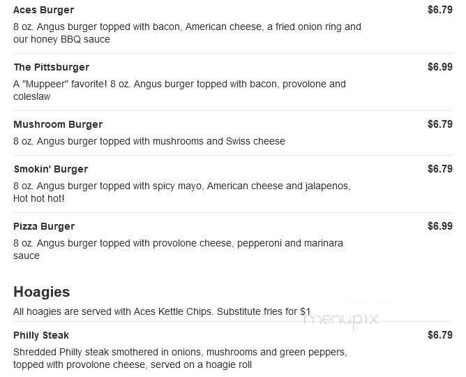 Aces Bar & Grille - Conneaut Lake, PA menu_pic