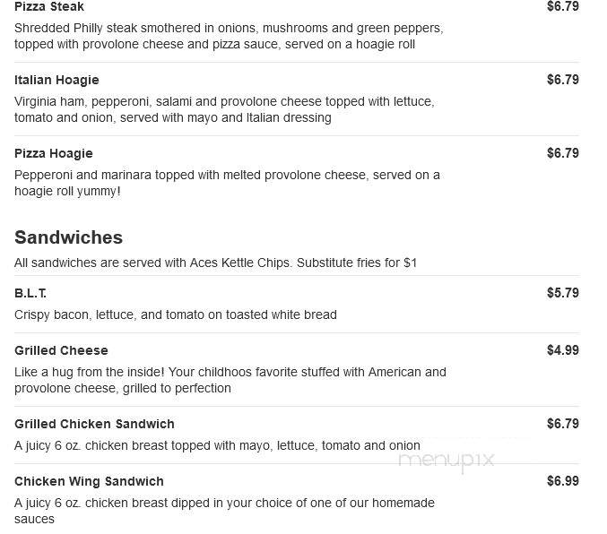 Aces Bar & Grille - Conneaut Lake, PA menu_pic