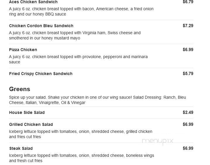 Aces Bar & Grille - Conneaut Lake, PA menu_pic