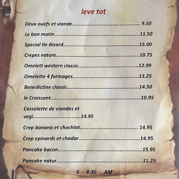 Omelette & Cie - L'ile-Bizard, QC menu_pic