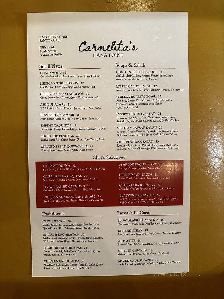Carmelita's Taqueria and Grill - Dana Point, CA menu_pic