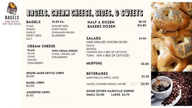 H & S Bagels - Nashville, TN menu_pic