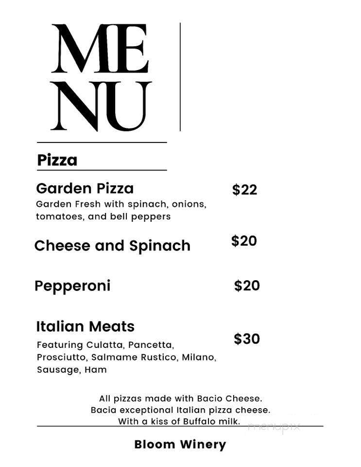 Bloom Winery - Rogersville, AL menu_pic