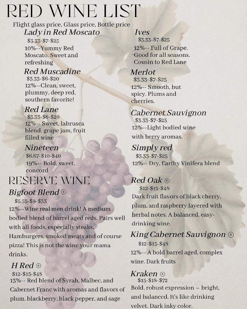 Bloom Winery - Rogersville, AL menu_pic