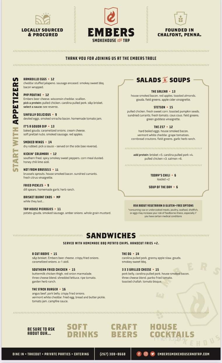 Embers Smokehouse and Tap - Chalfont, PA menu_pic