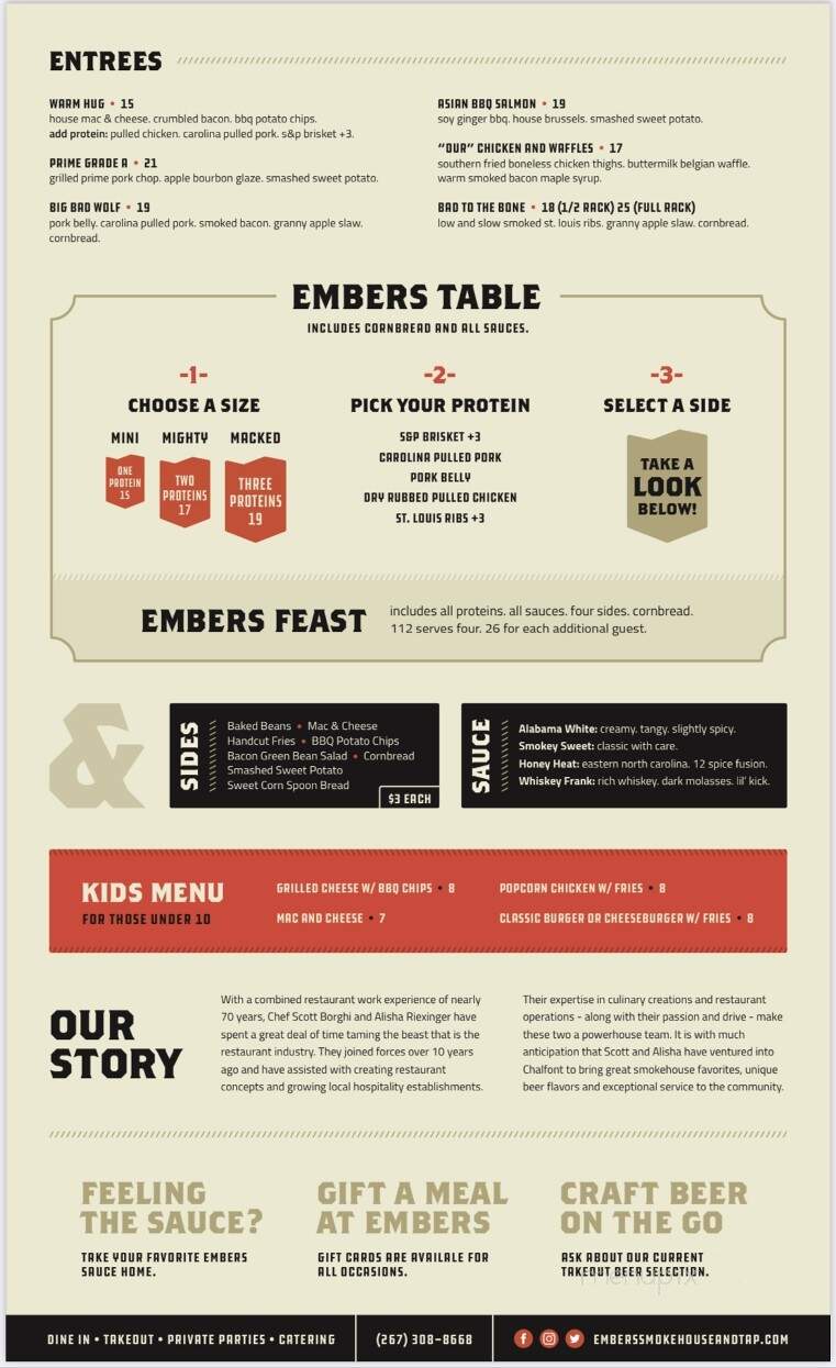Embers Smokehouse and Tap - Chalfont, PA menu_pic