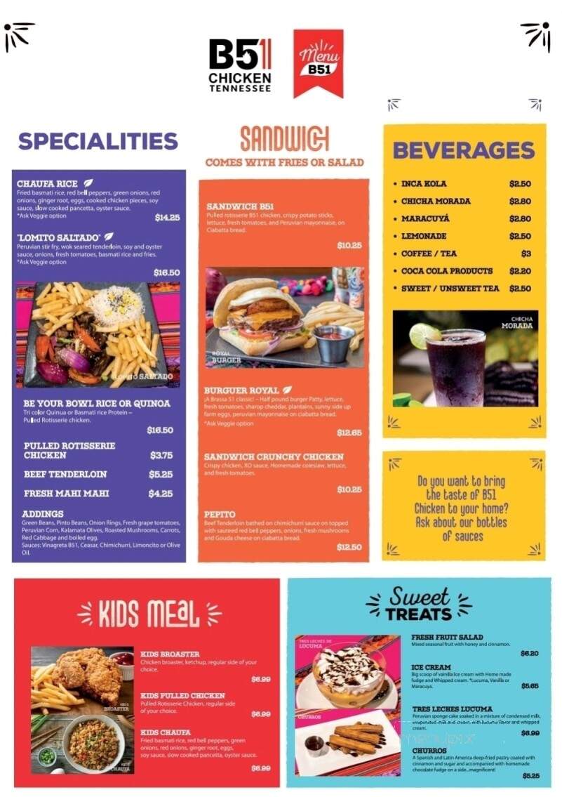 B51 Chicken - Sevierville, TN menu_pic