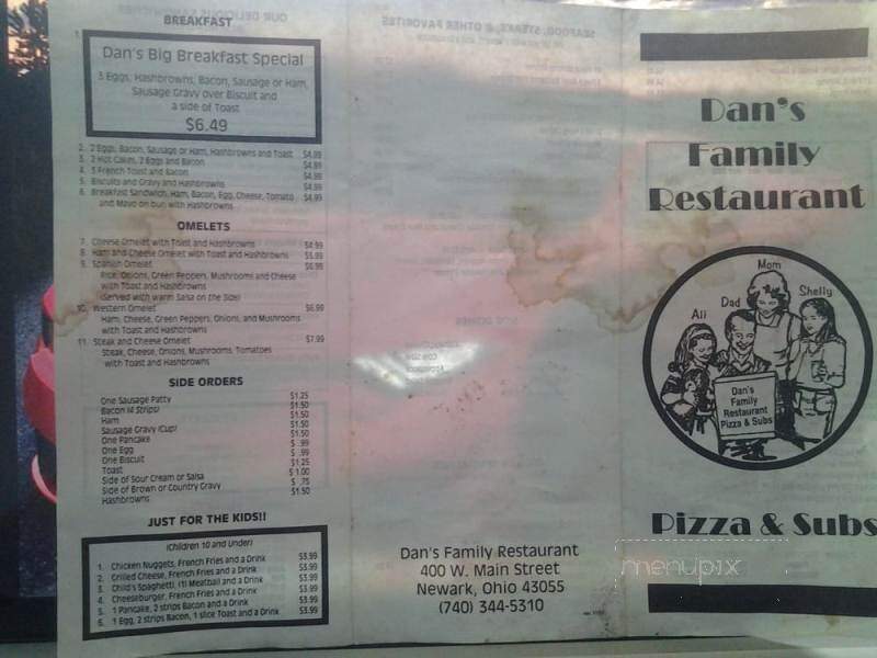 Dan's Family Restaurant - Newark, OH menu_pic