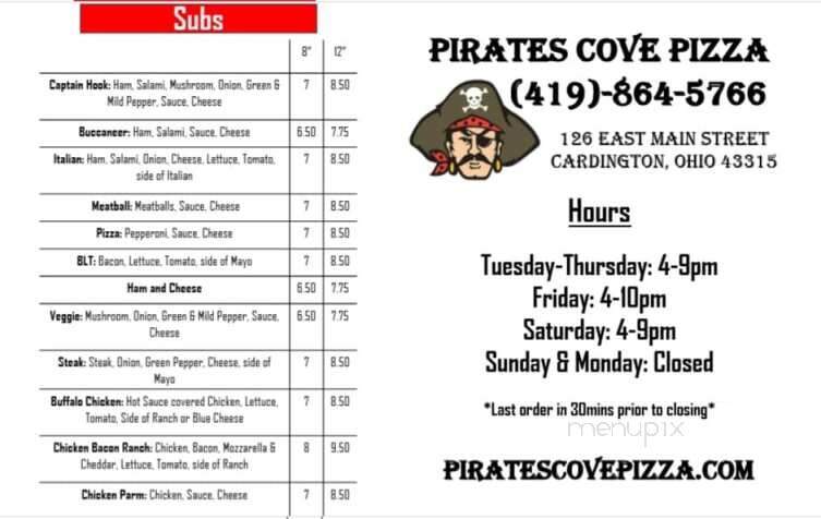 Pirates Cove Pizza & Subs - Cardington, OH