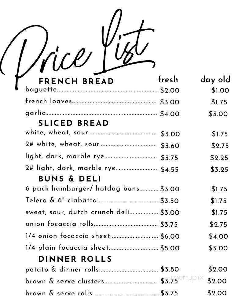Franco American Bakery - Santa Rosa, CA menu_pic