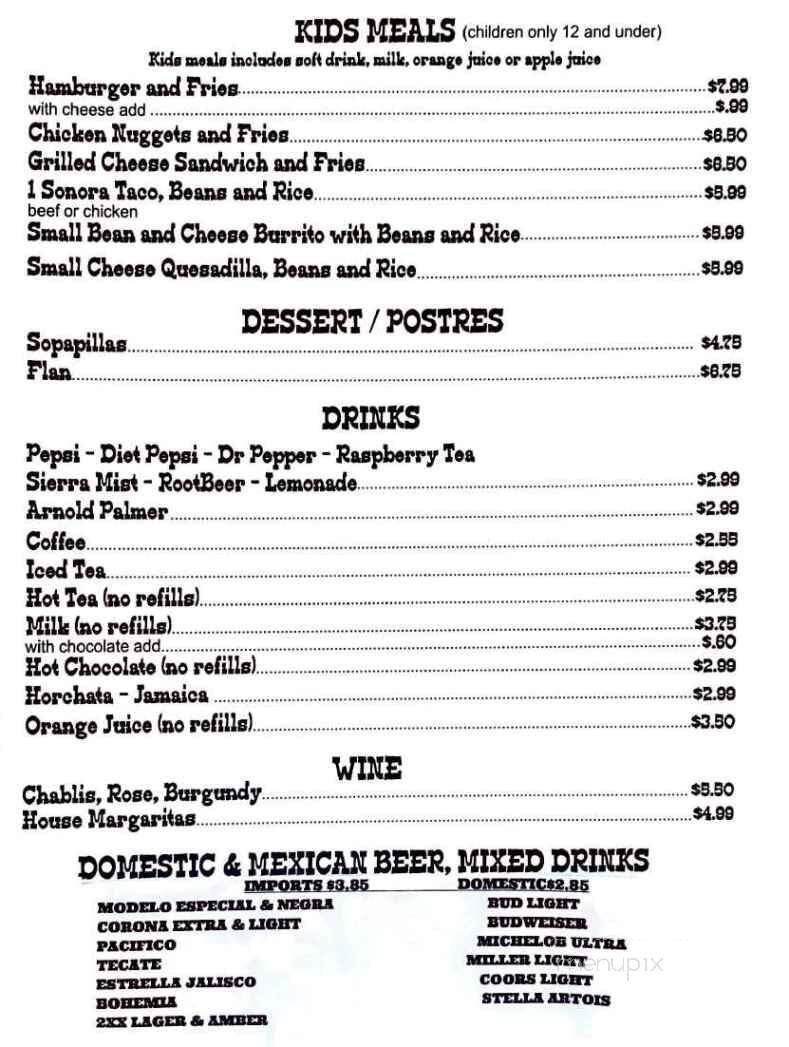 Las Herraduras Mexican Restaurant - Yuma, AZ menu_pic