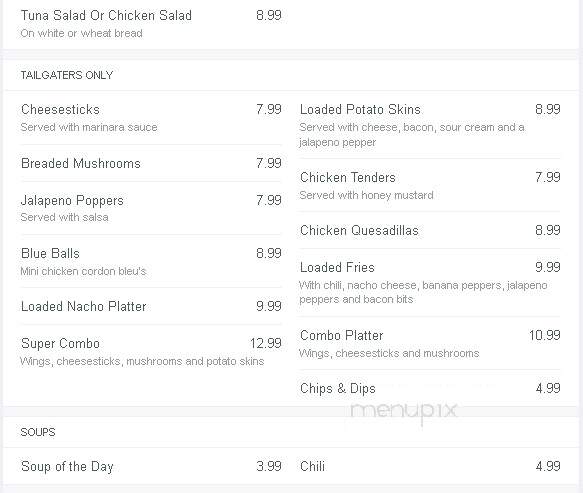 Rootie's Sports Bar & Grille - Louisville, KY menu_pic