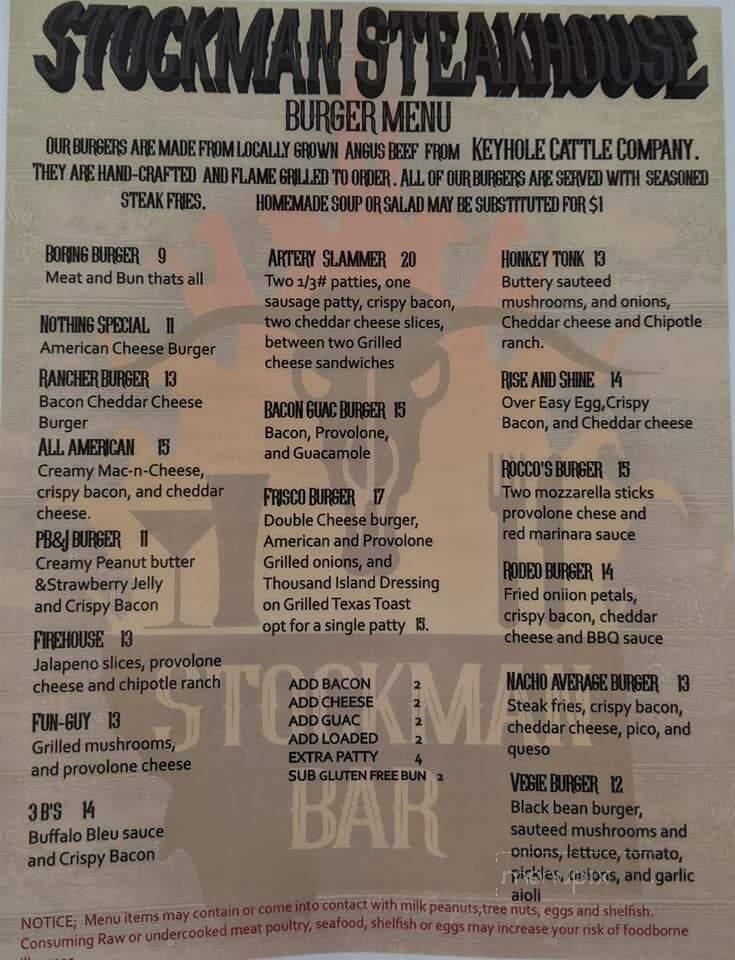 Stockman Bar - White Sulphur Springs, MT menu_pic
