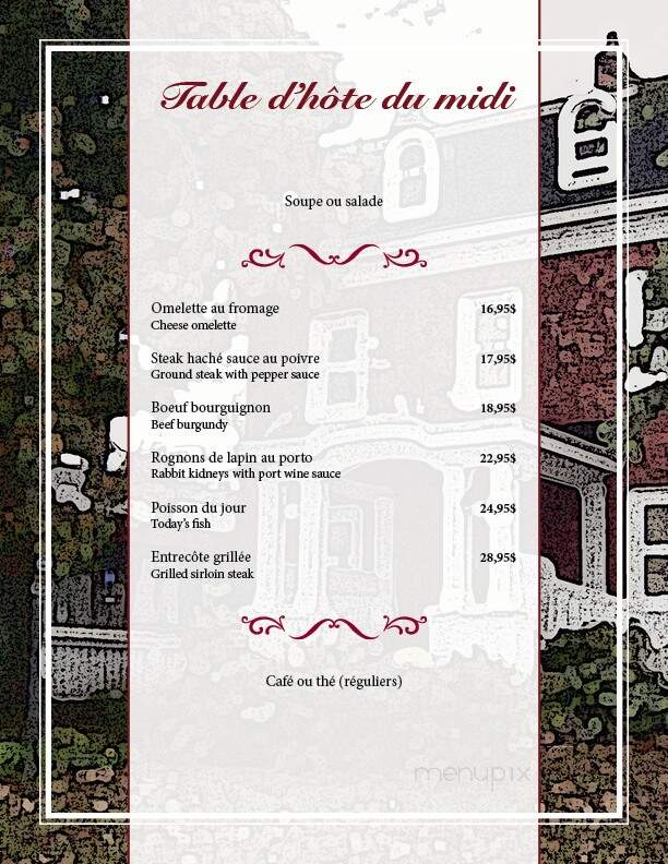 Restaurant a La Fontaine - Sutton, QC menu_pic