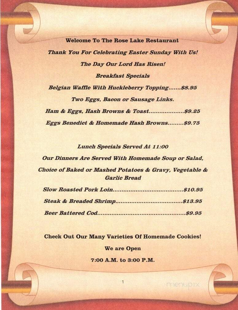 Rose Lake Restaurant - Cataldo, ID menu_pic