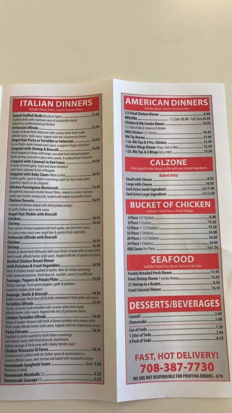 Danny's Pizza - Brookfield, IL menu_pic