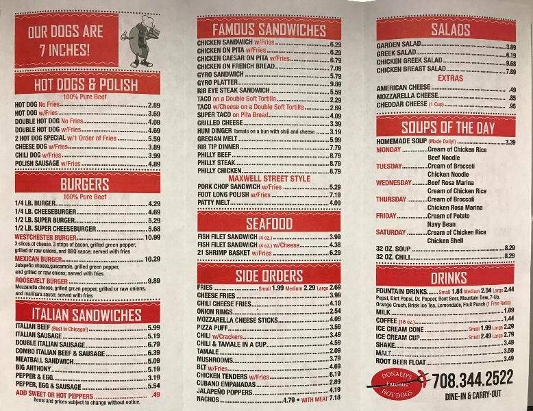 Donald's Famous Hotdogs - Westchester, IL menu_pic