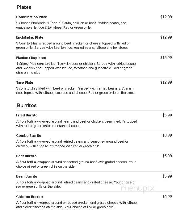 Juan's Cactus Cafe - Alamogordo, NM menu_pic