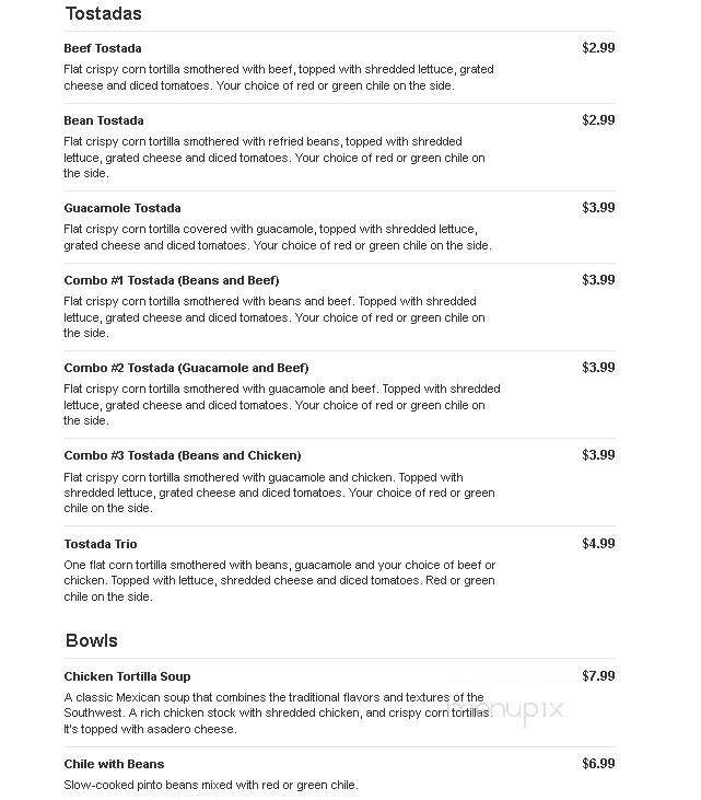 Juan's Cactus Cafe - Alamogordo, NM menu_pic