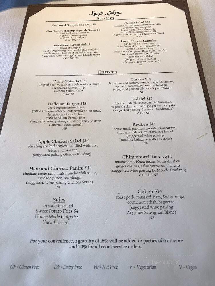 Veraisons Restaurant - Dundee, NY menu_pic