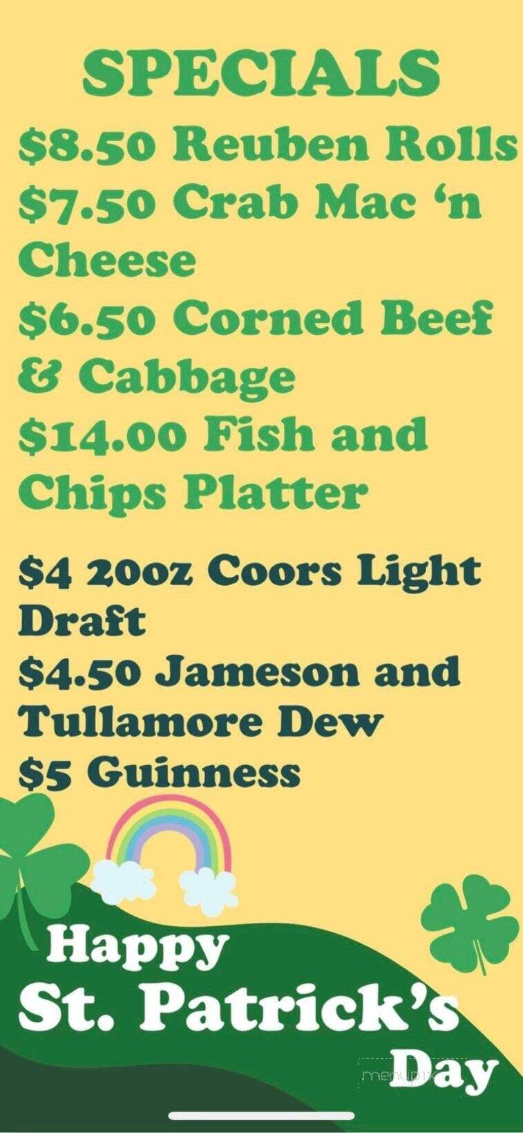 Circle Inn - Crafton, PA menu_pic