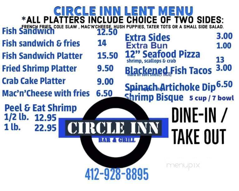 Circle Inn - Crafton, PA menu_pic