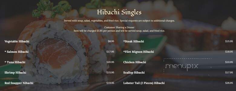 Nagoya Japanese Steakhouse - Greenwood, SC menu_pic