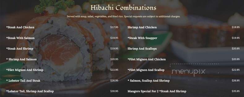 Nagoya Japanese Steakhouse - Greenwood, SC menu_pic